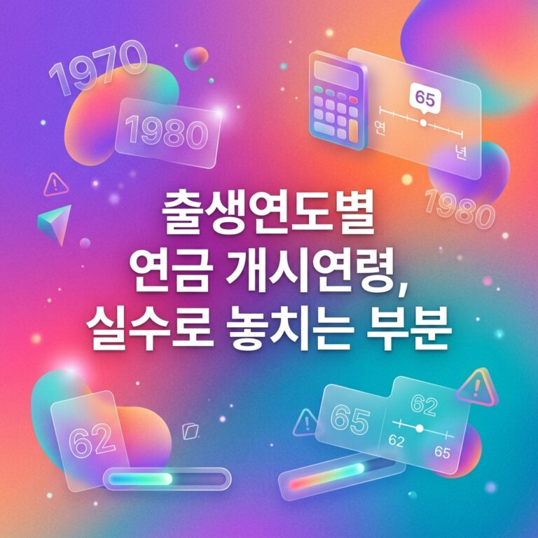 출생연도별 연금 개시연령, 실수로 놓치는 부분