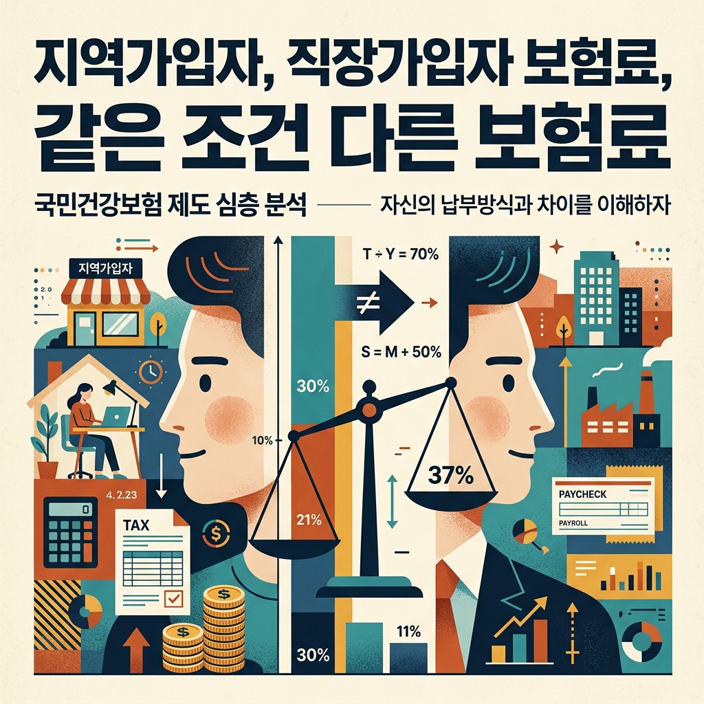 지역가입자, 직장가입자 보험료, 같은 조건 다른 보험료