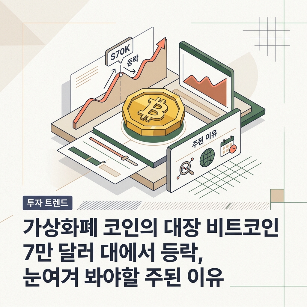 가상화폐 코인의 대장 비트코인 7만 달러 대에서 등락, 눈여겨 봐야할 주된 이유