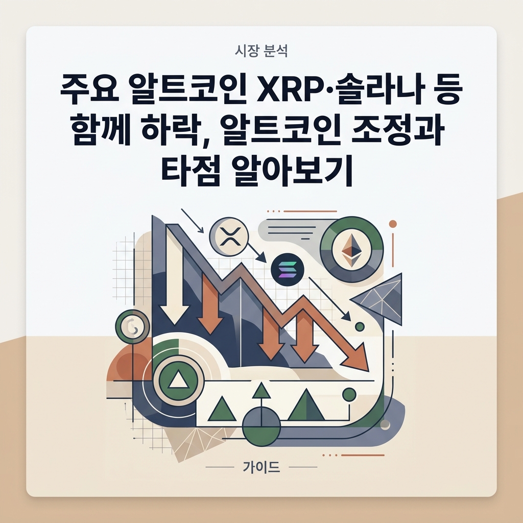 주요 알트코인 XRP·솔라나 등 함께 하락, 알트코인 조정과 타점 알아보기