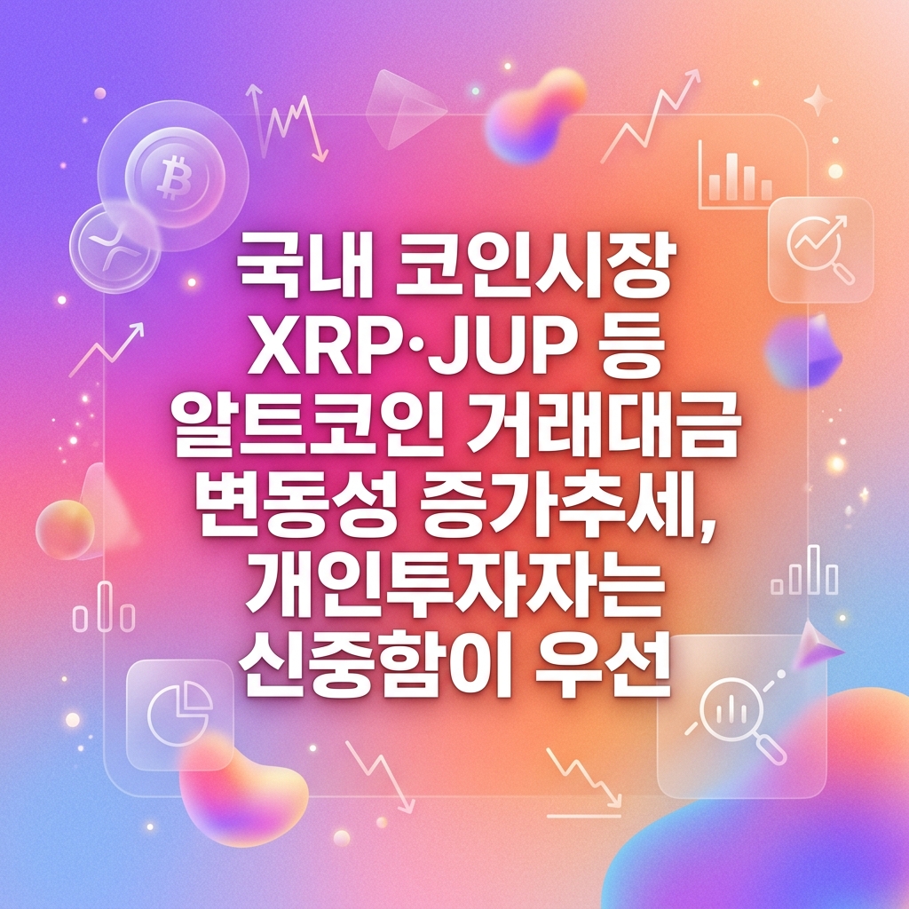 국내 코인시장 XRP·JUP 등 알트코인 거래대금 변동성 증가추세, 개인투자자는 신중함이 우선