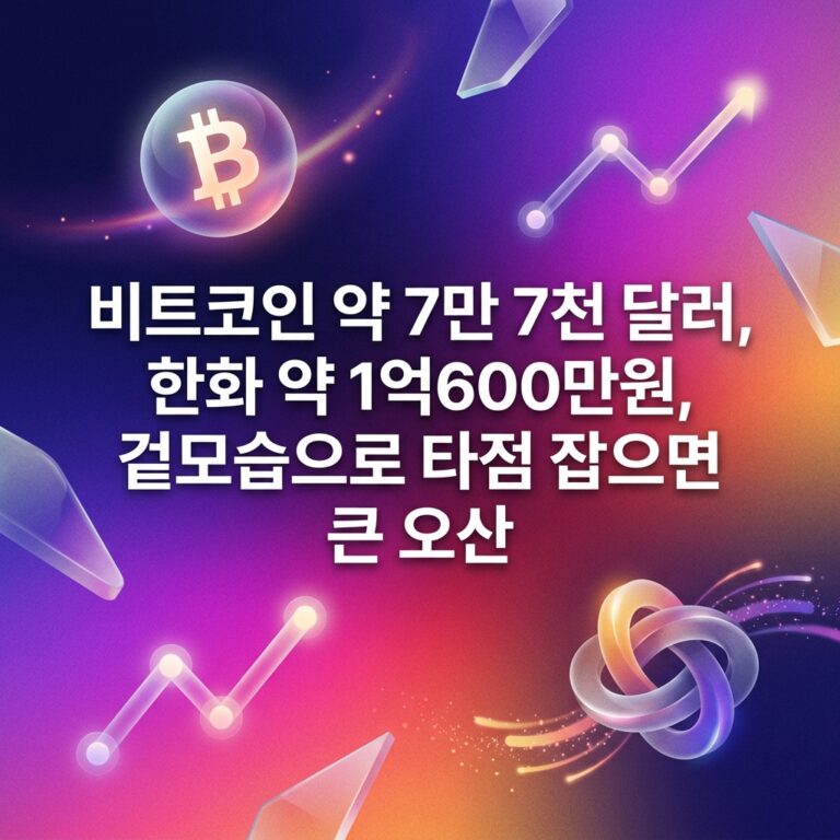 비트코인 약 7만 7천 달러, 한화 약 1억600만원, 겉모습으로 타점 잡으면 큰 오산