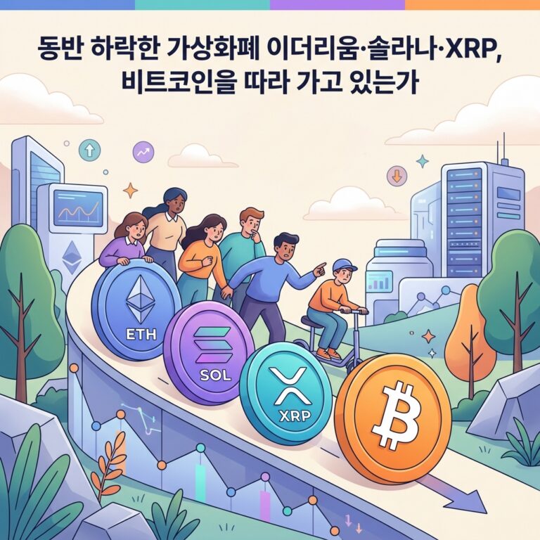 동반 하락한 가상화폐 이더리움·솔라나·XRP, 비트코인을 따라 가고 있는가