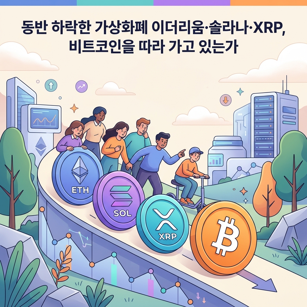동반 하락한 가상화폐 이더리움·솔라나·XRP, 비트코인을 따라 가고 있는가