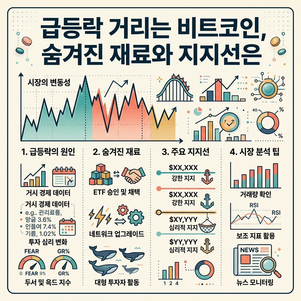 급등락 거리는 비트코인, 숨겨진 재료와 지지선은