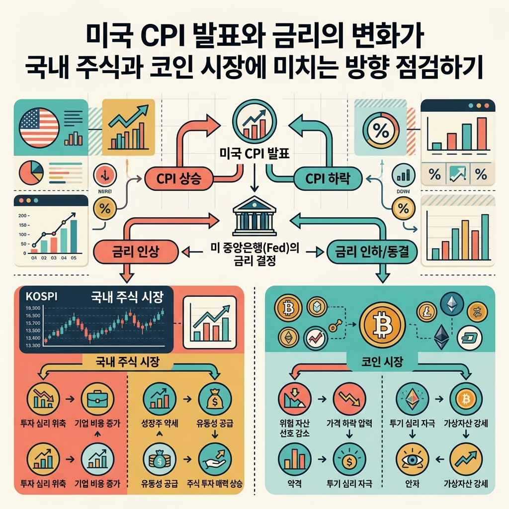 미국 CPI 발표와 금리의 변화가 국내 주식과 코인 시장에 미치는 방향 점검하기
