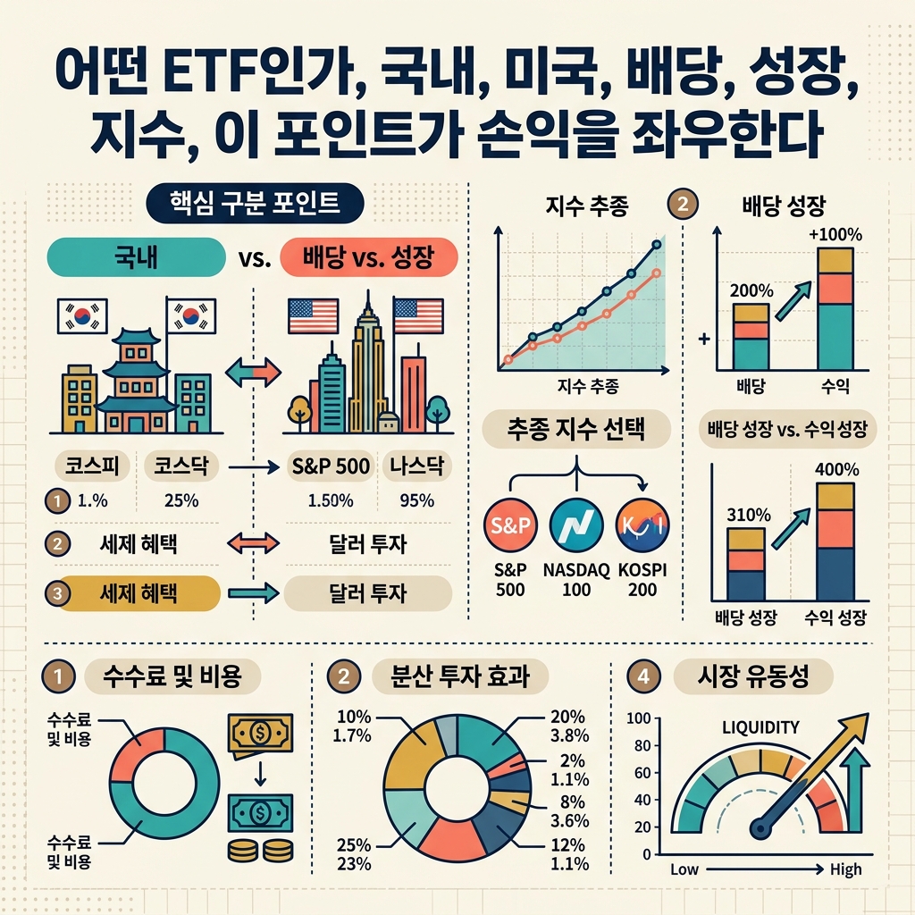 어떤 ETF인가, 국내, 미국, 배당, 성장, 지수, 이 포인트가 손익을 좌우한다
