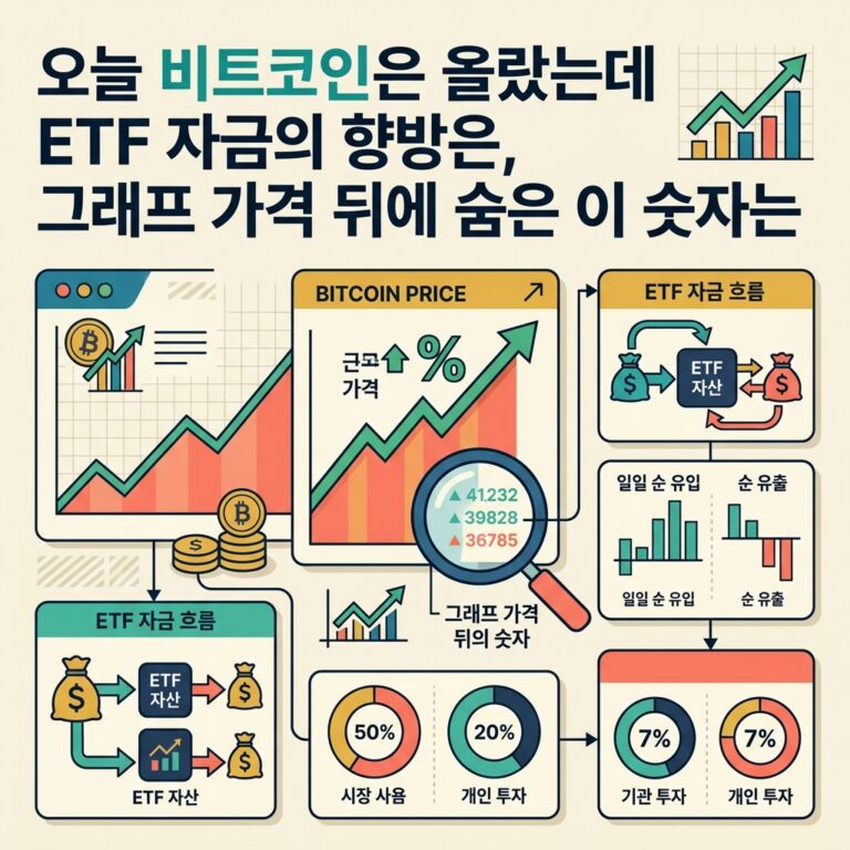 오늘 비트코인은 올랐는데 ETF 자금의 향방은, 그래프 가격 뒤에 숨은 이 숫자는