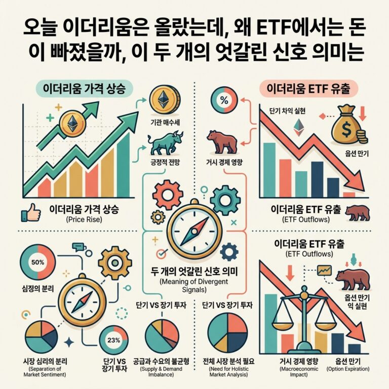 오늘 이더리움은 올랐는데, 왜 ETF에서는 돈이 빠졌을까, 이 두 개의 엇갈린 신호 의미는