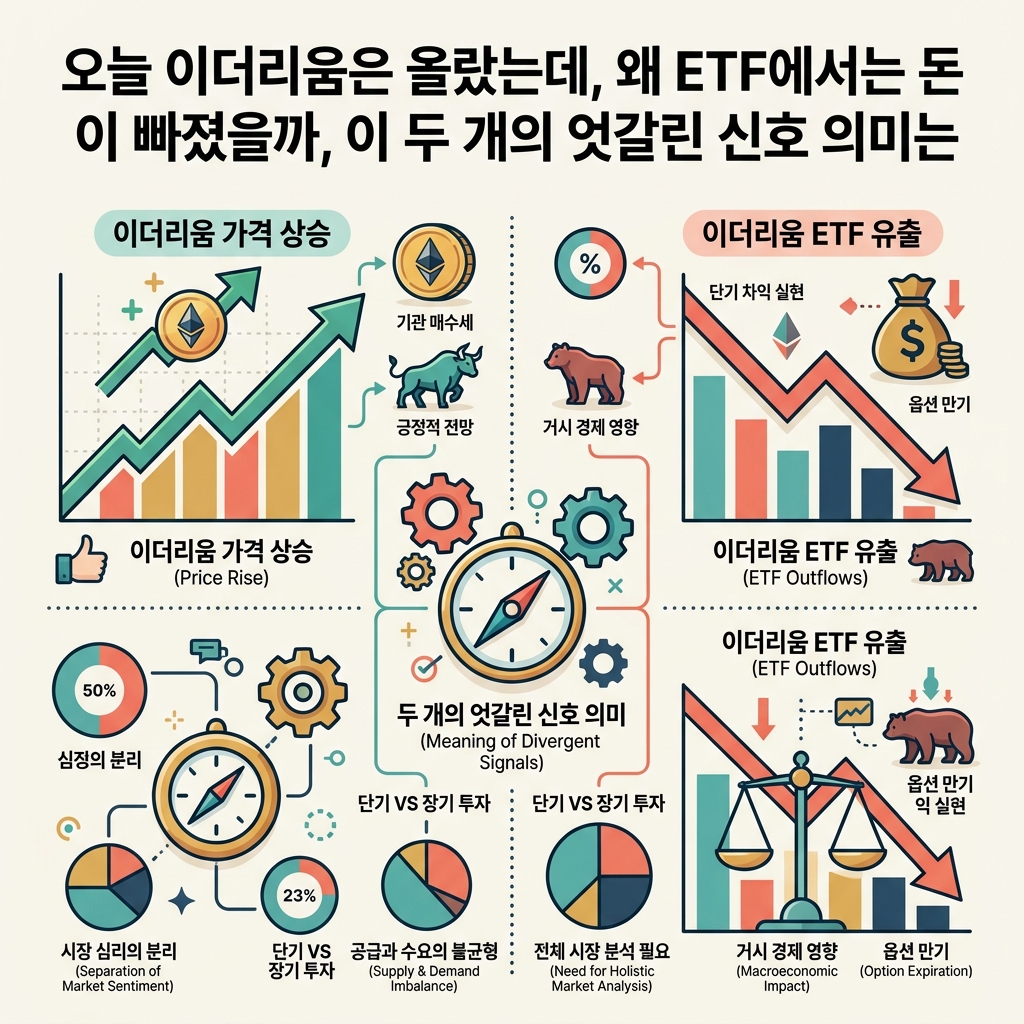 오늘 이더리움은 올랐는데, 왜 ETF에서는 돈이 빠졌을까, 이 두 개의 엇갈린 신호 의미는