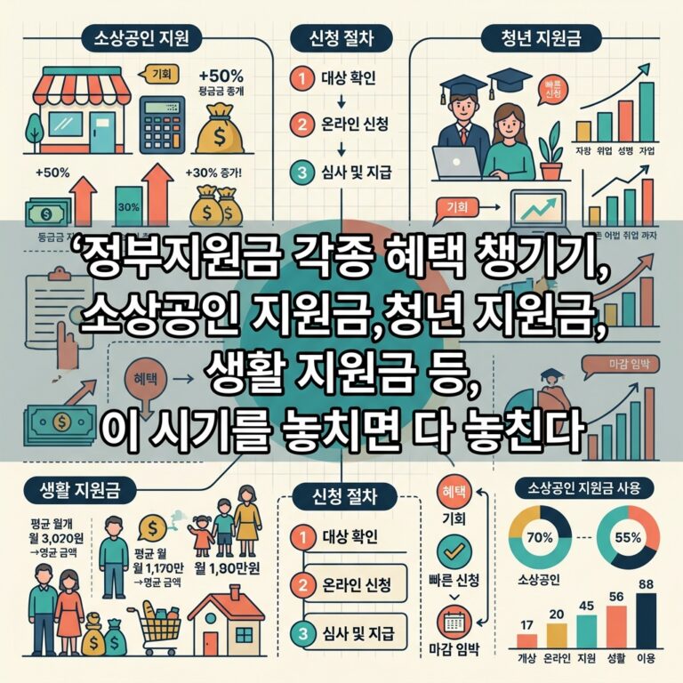 정부지원금 각종 혜택 챙기기, 소상공인 지원금,청년 지원금, 생활 지원금 등, 이 시기를 놓치면 다 놓친다