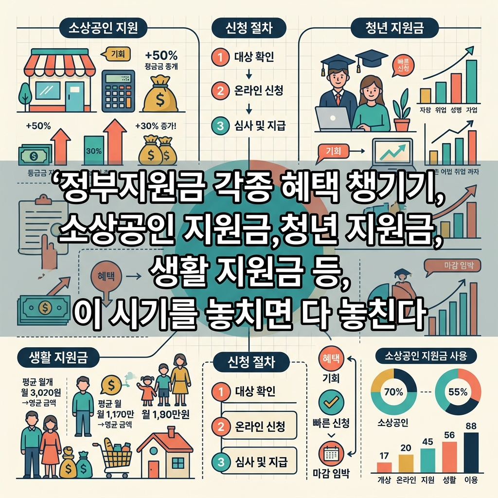 정부지원금 각종 혜택 챙기기, 소상공인 지원금,청년 지원금, 생활 지원금 등, 이 시기를 놓치면 다 놓친다