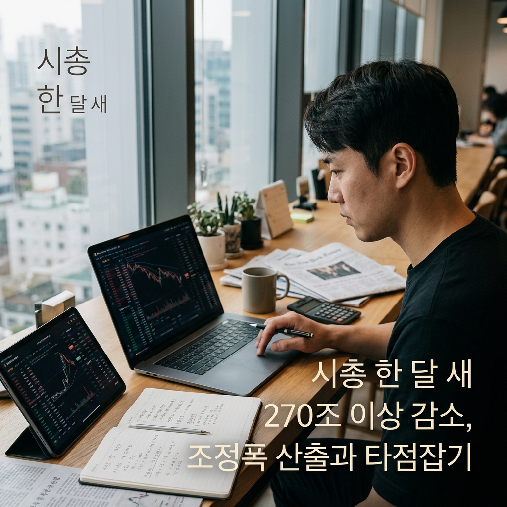 시총 한 달 새 270조 이상 감소, 조정폭 산출과 타점잡기