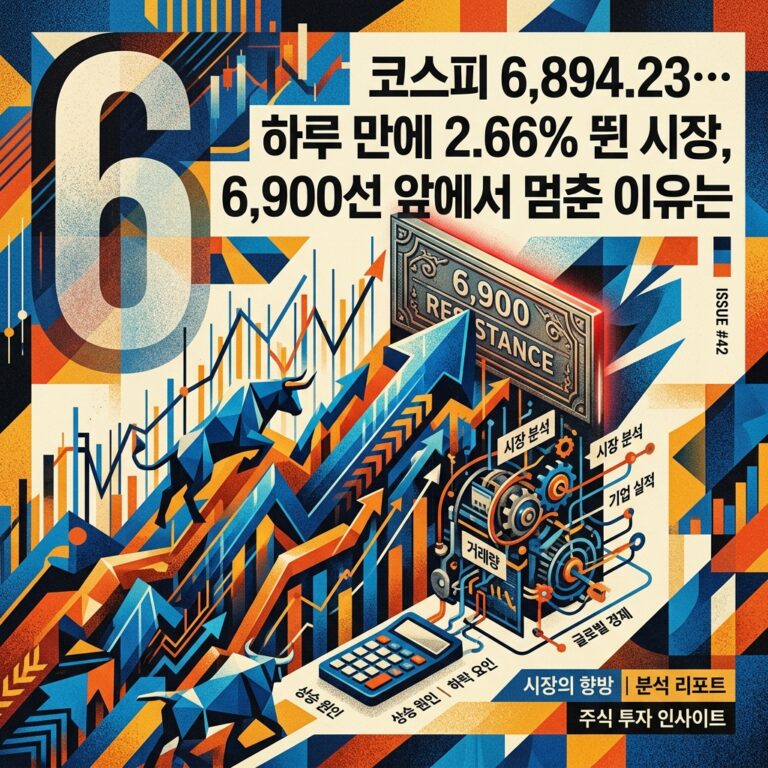 코스피 6,894.23…하루 만에 2.66% 뛴 시장, 6,900선 앞에서 멈춘 이유는