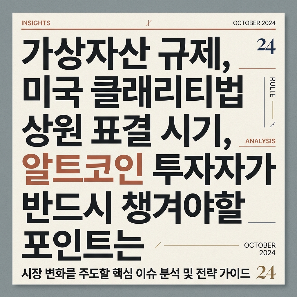 가상자산 규제, 미국 클래리티법 상원 표결 시기, 알트코인 투자자가 반드시 챙겨야할 포인트는